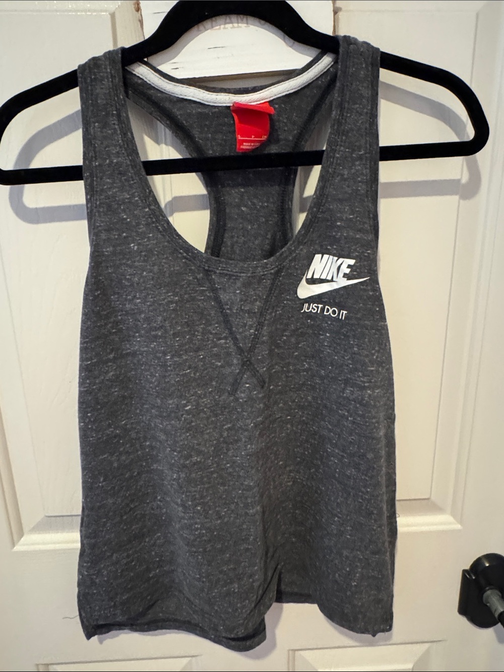 Nike Dark Gray Racerback Tank with White Logo
